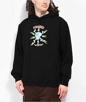 Krooked Skateboards Black Graphic Print The Style Hoodie Medium Skater Skull